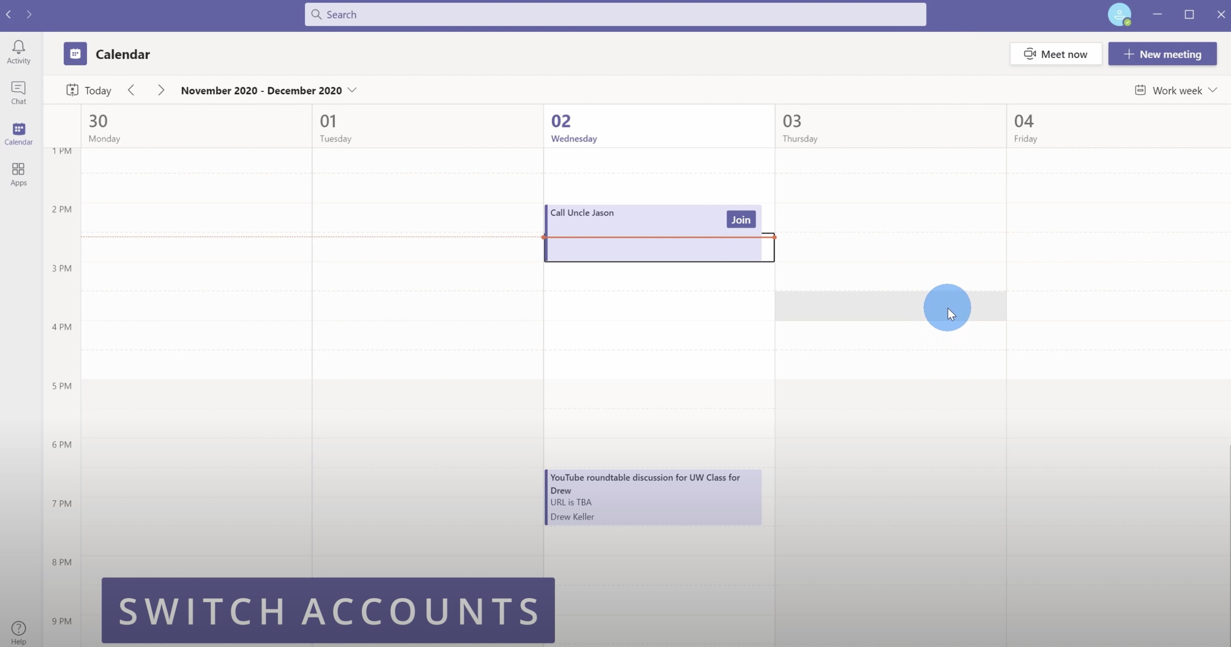 Switch between work and personal accounts
