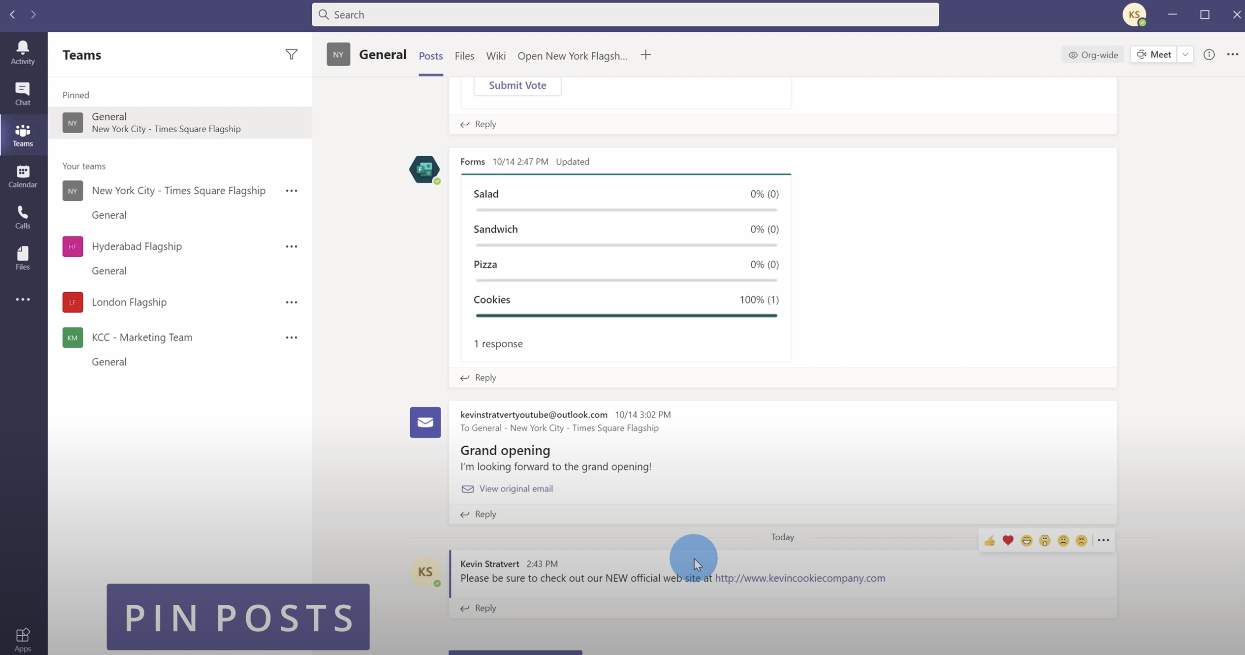 Pin a post in Microsoft Teams