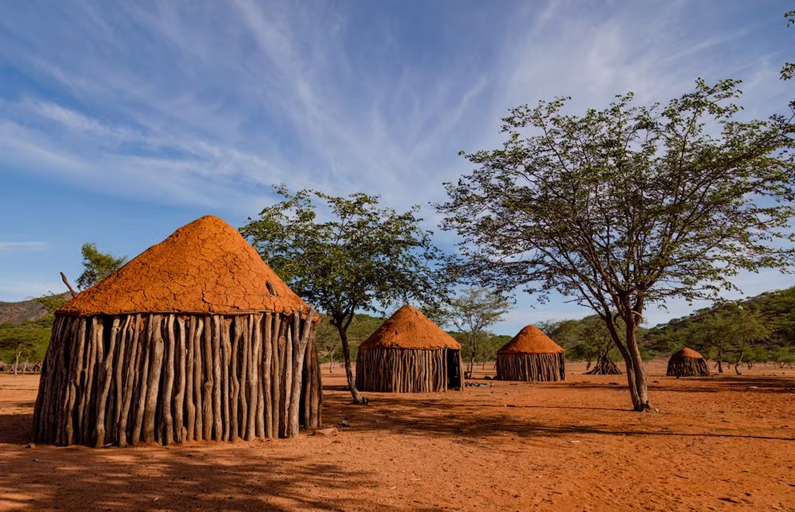 Hut of Himba people in desert