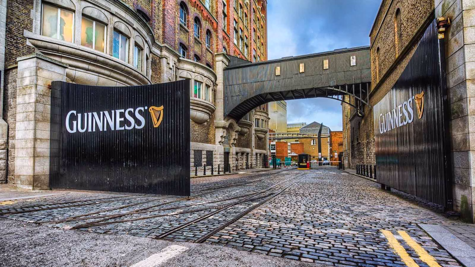 Guinness Storehouse gates in Dublin with Guinness Logo