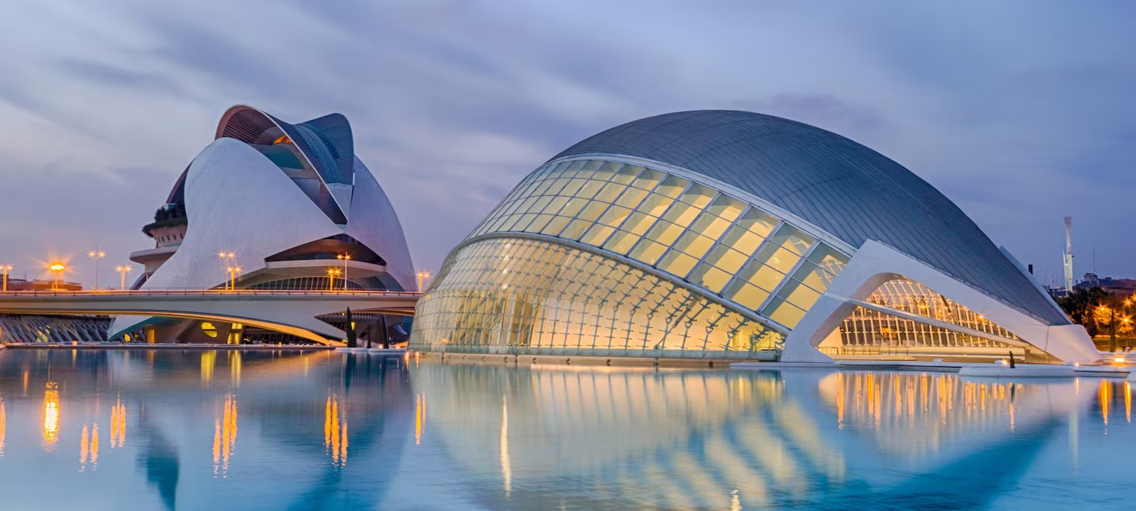 City of Arts and Sciences in Valencia at dusk