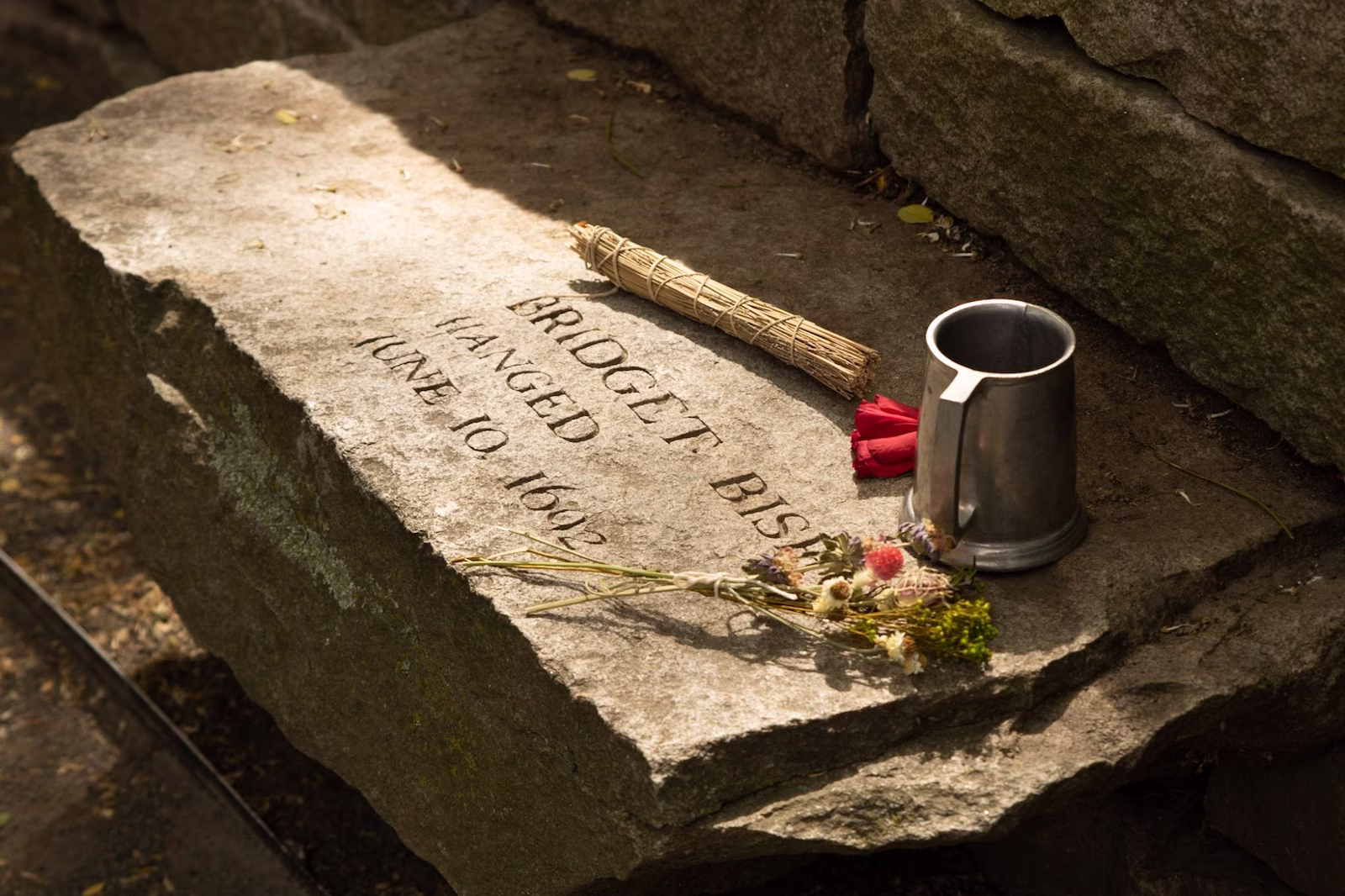 Grave stone of accused witch in Salem
