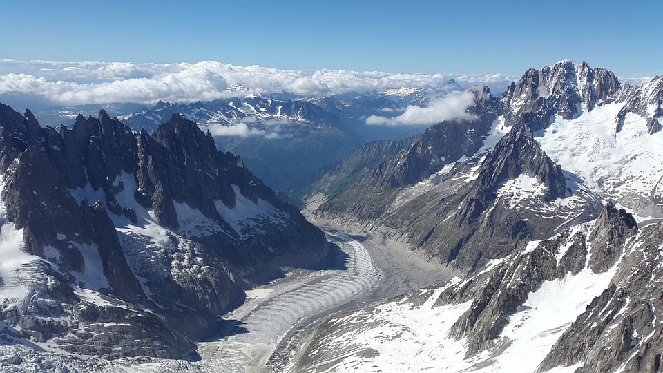 Mer De Glace, Glacier, Aiguille Verte, Glaciated