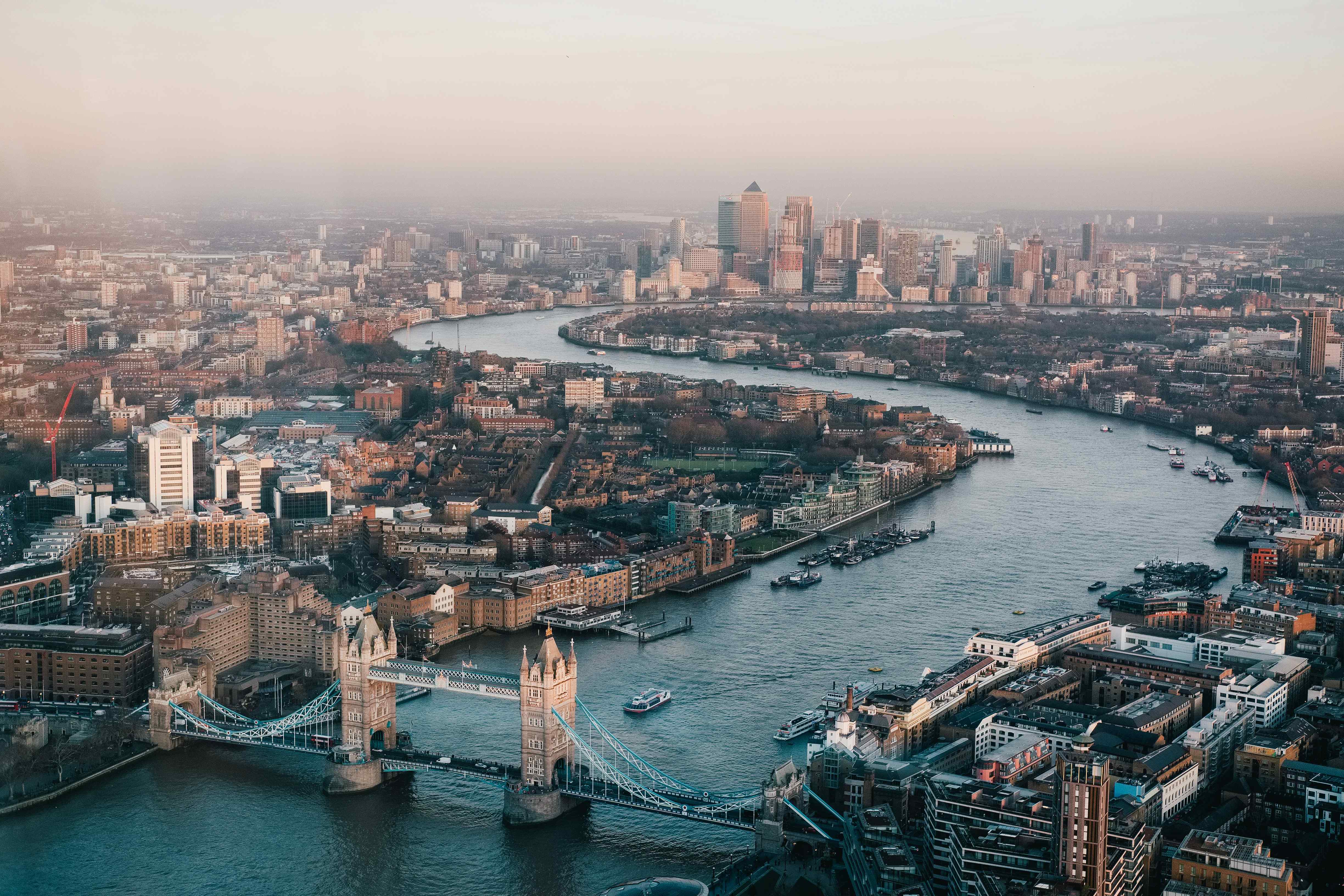 Skyline of London with River Thames