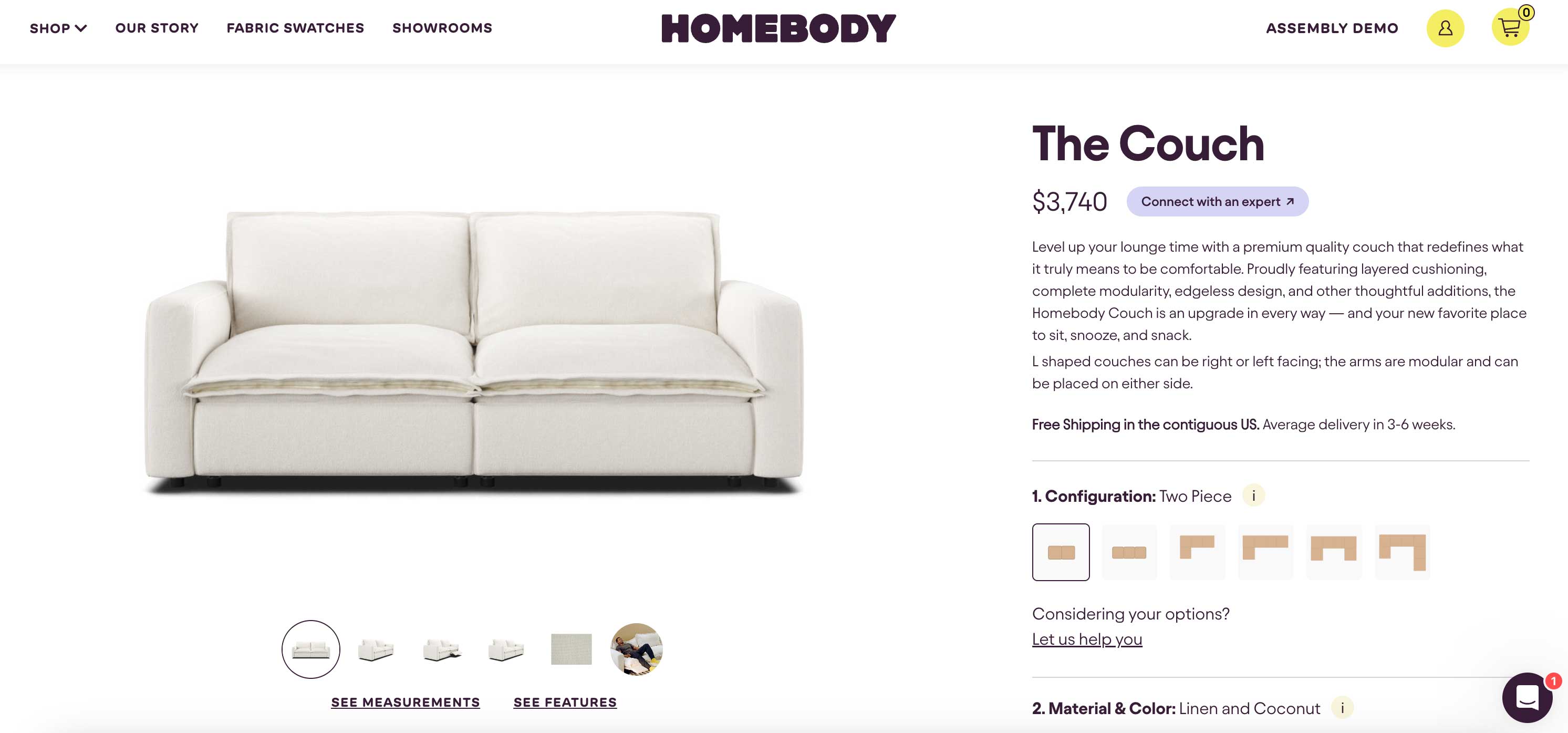 Couch on Homebody Website
