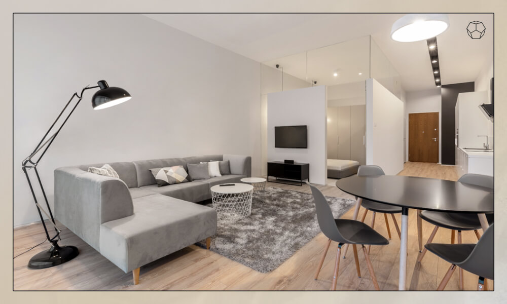 Lamp behind sofa