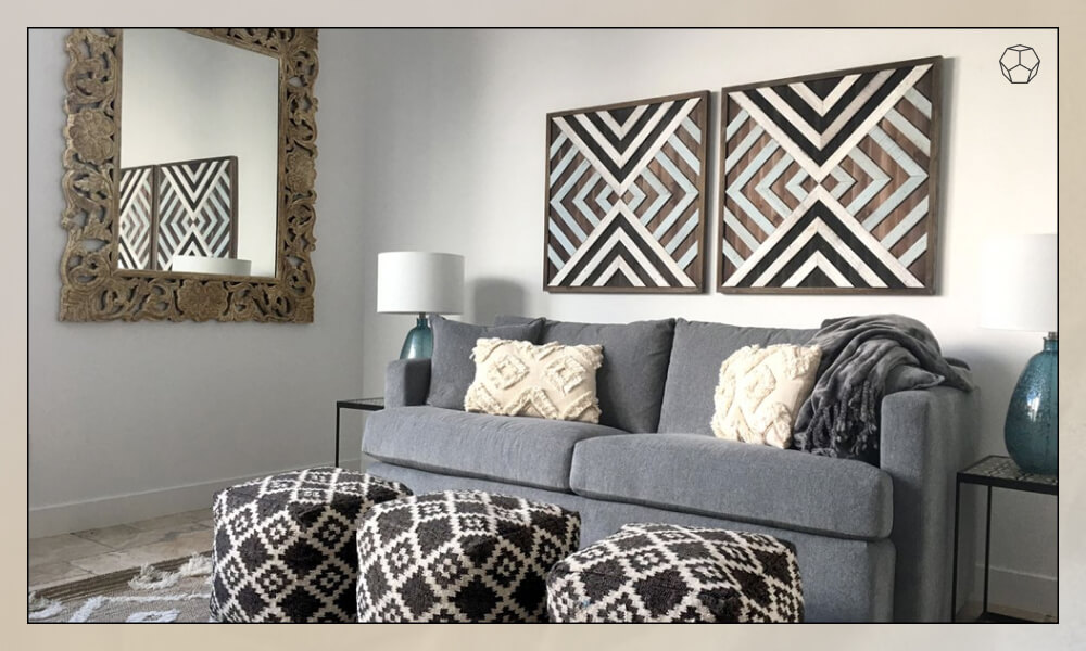 Abstract art above sofa