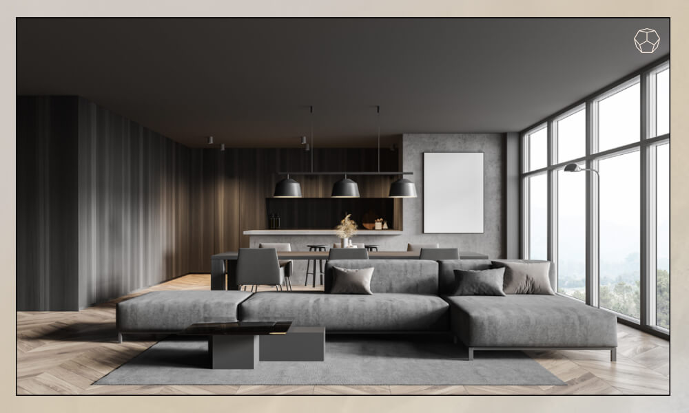 Gray sofa industrial