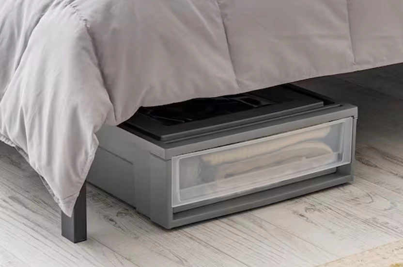 Under Bed Storage with Pullout Drawer in Gray Color
