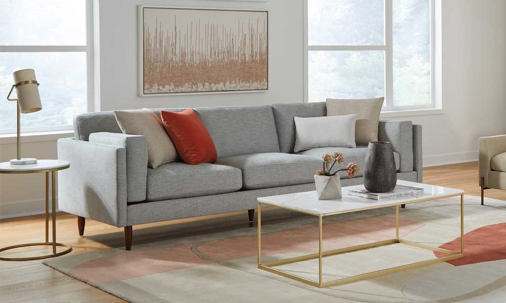Gray skinny fat sofa