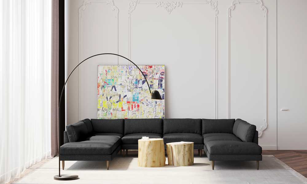 Charcoal gray sofa