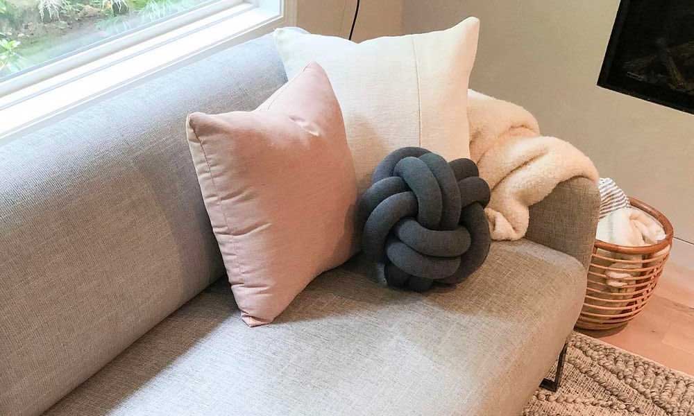 Gray sofa with cushions