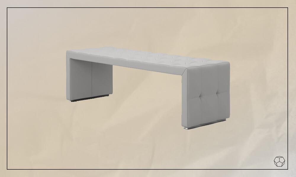 Grey upholstered bench