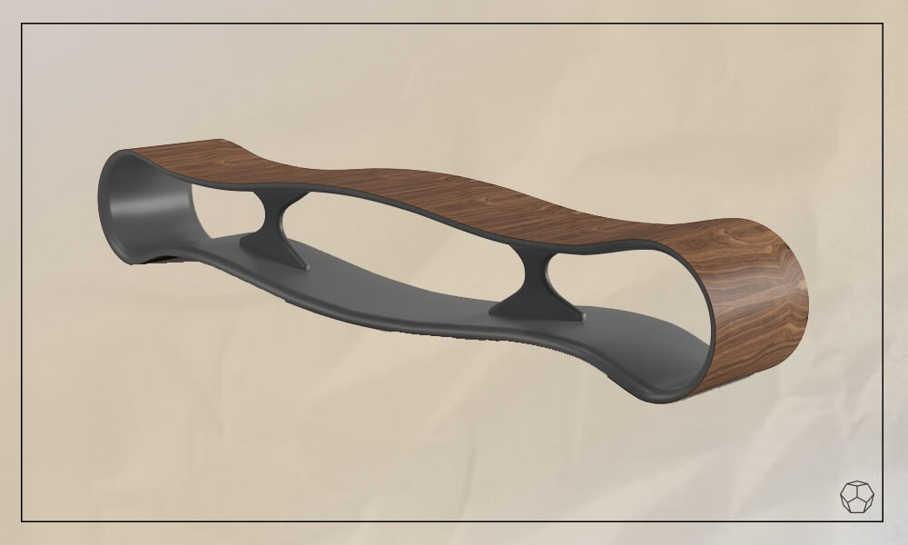 Wave design wooden bench