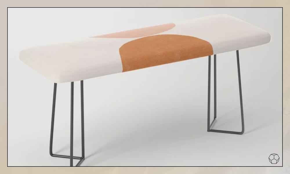 Modern Abstract Bench with black aluminum legs