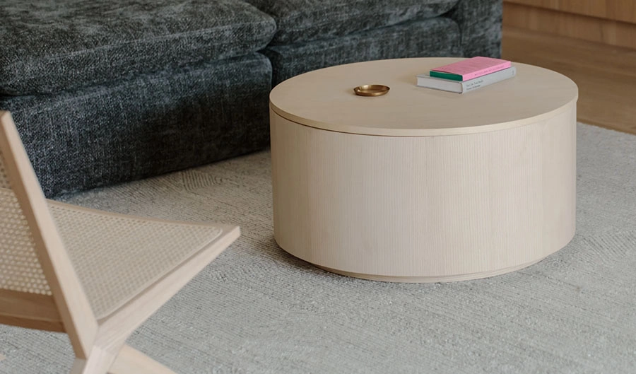 Orbit Storage Coffee Table - White Ash