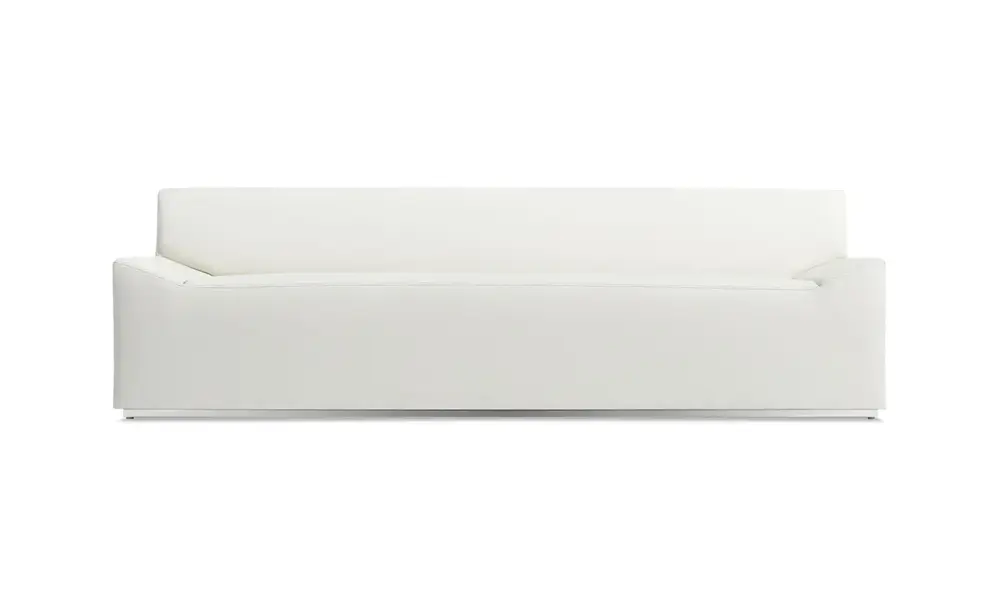 white sofa with a minimalist and low profile design