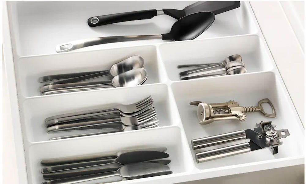 White utensil drawer divider