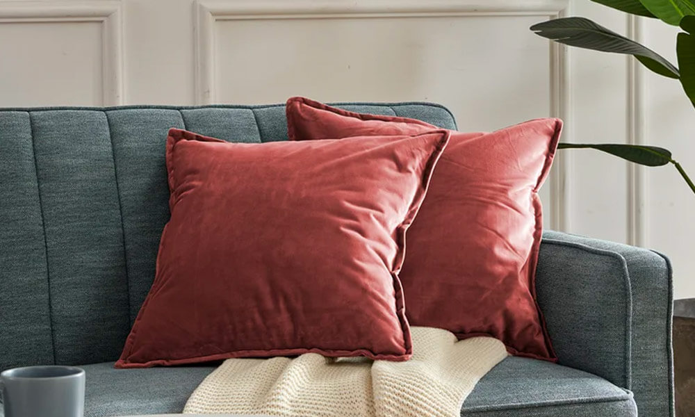Red throw pillows