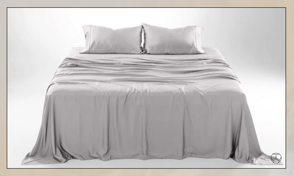 Grey bedding Sheets with two pillows with grey pilowcases