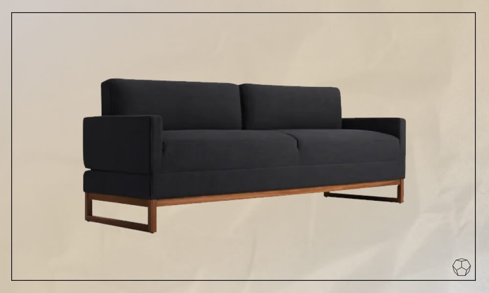 Black Sleeper Sofa with wooden legs