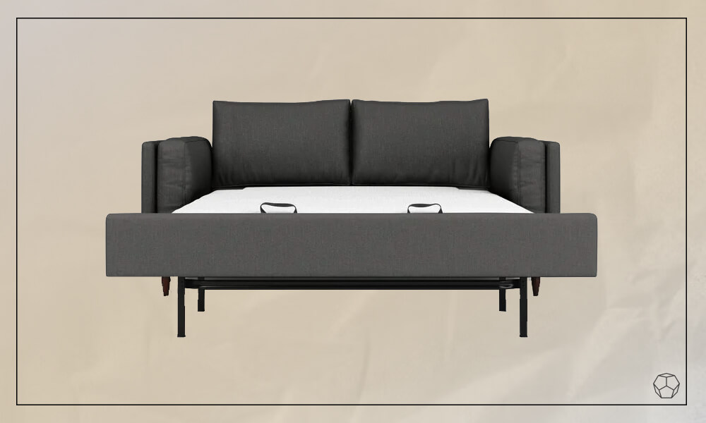 Skinny Fat Sofa Bed with a white mattress in a hidden built-in mechanism