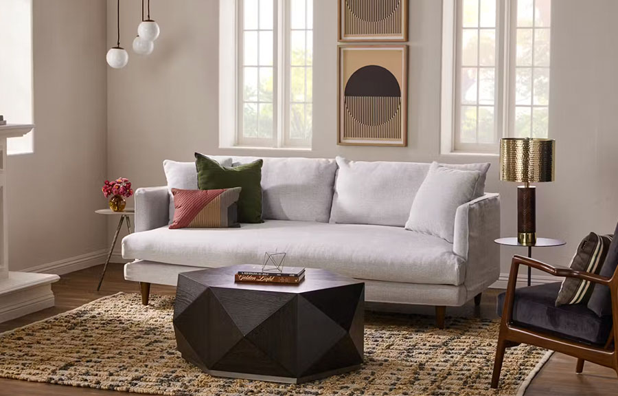 Lewis Slipcovered Sofa in Milo Dove Chenille