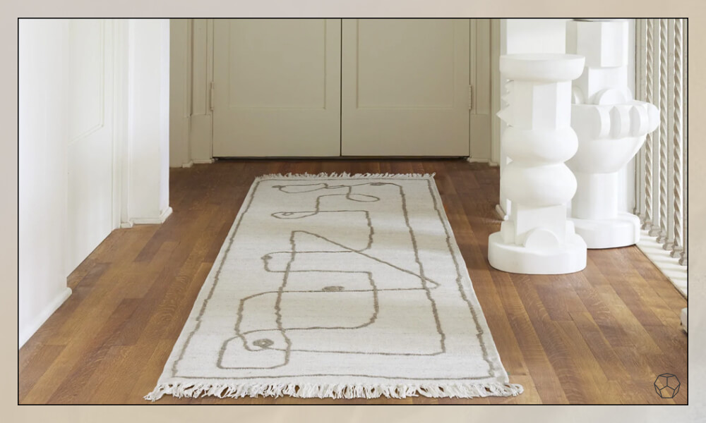 Line Drawing in a white Rug