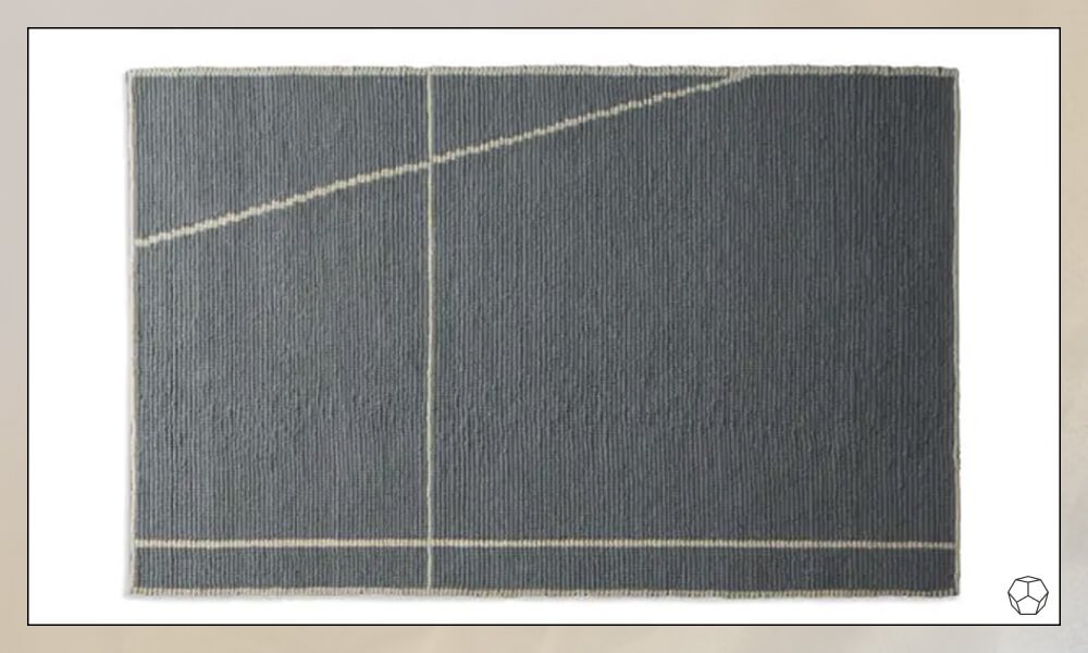 Grey rug with beige lines