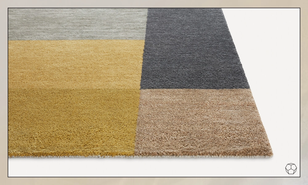 mustard yellow and soft gray area rug