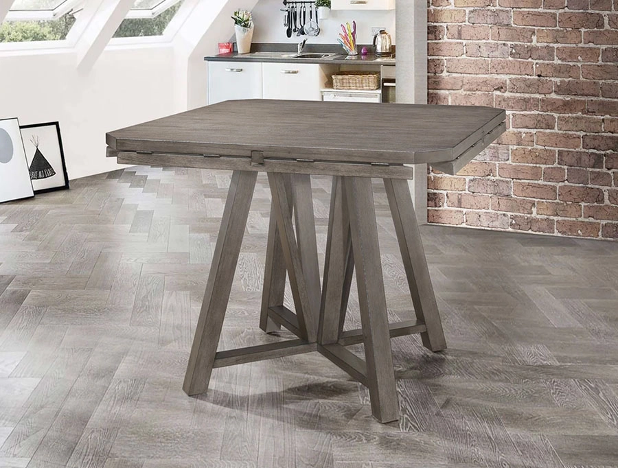Athens Round 60-inch Drop Leaf Counter Dining Table Grey