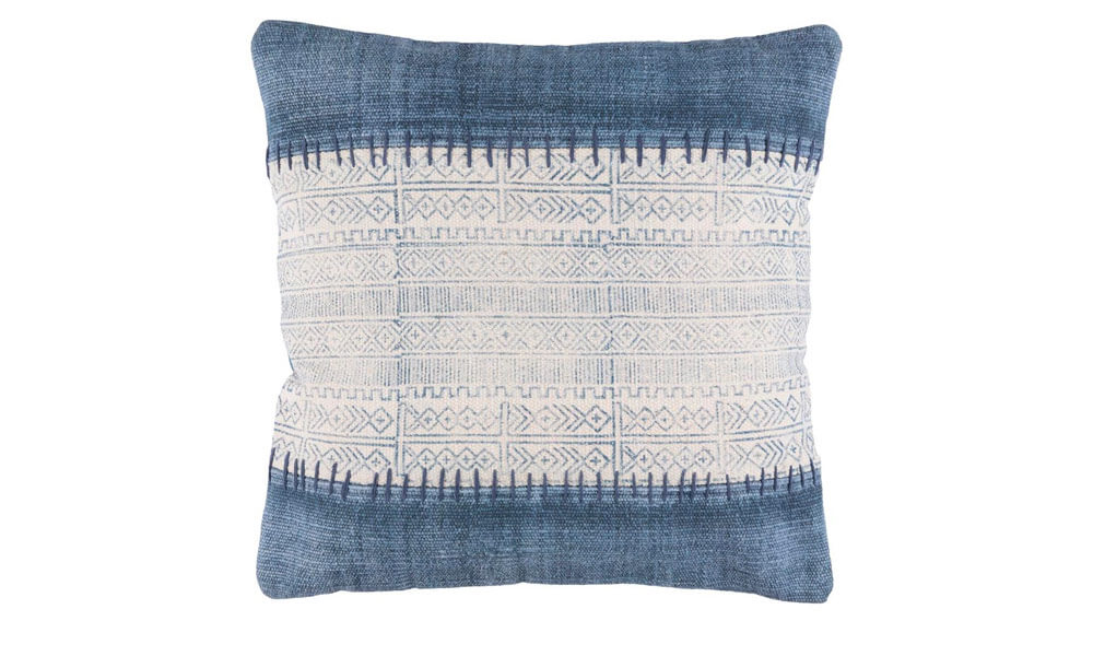 Navy Indigo Stitch Pillow with patterned design