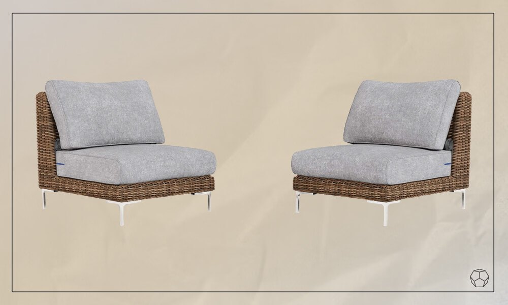 Brown Wicker Outdoor Armless Chair Conversation Set