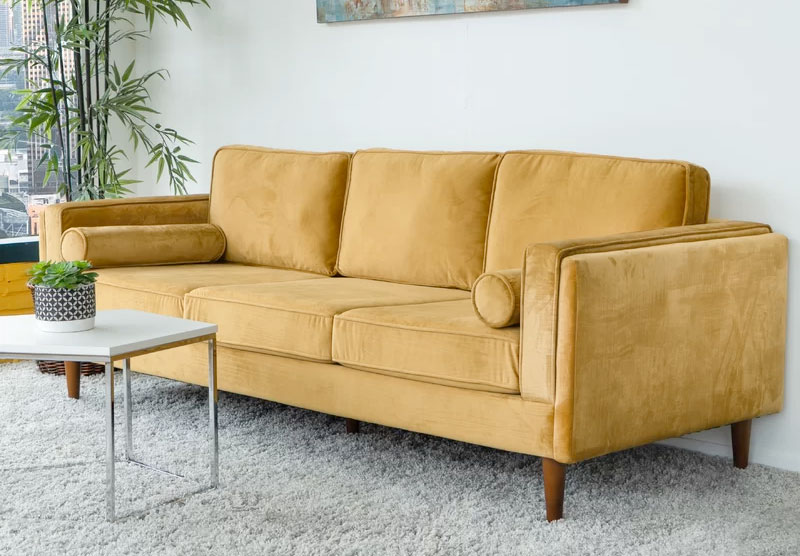 Joss & Main Ballesteros Sofa in Yellow Velvet
