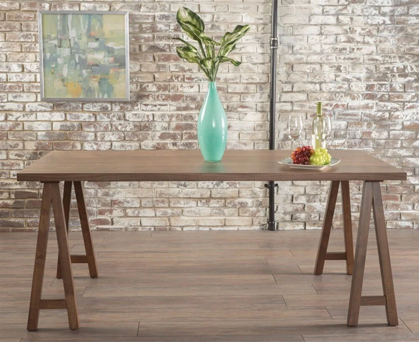 Sabine Rectangle Wood Farmhouse Dining Table in Oak Color