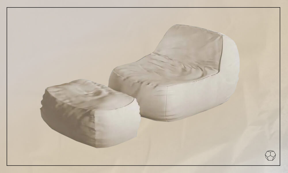 beige lounge bean bag chair with a bean bag ottoman