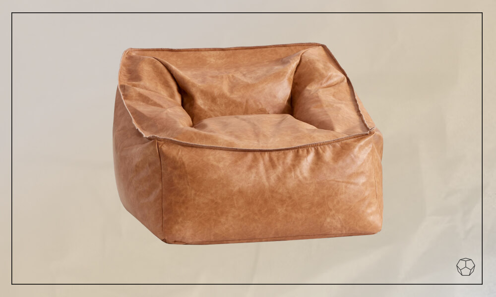 Brown vegan leather bean bag