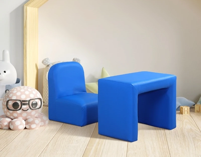 blue play cushion set in a kids room