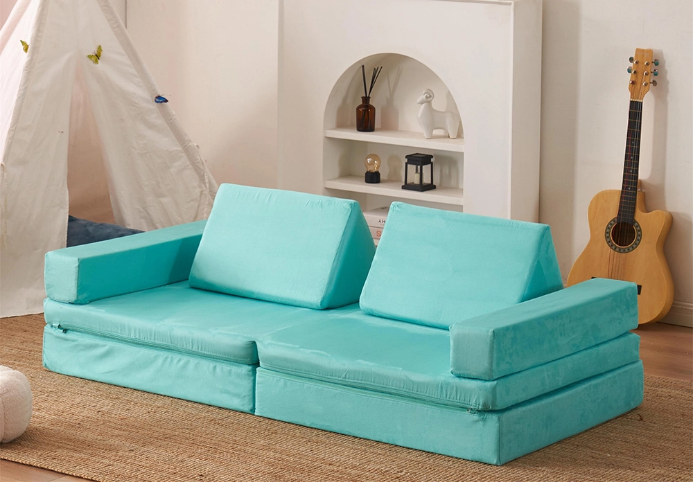 Light blue kid play cushions with two triangle wedges