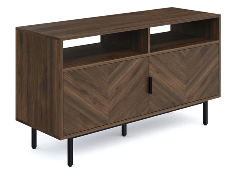 Wood Herringbone TV Cabinet Walnut