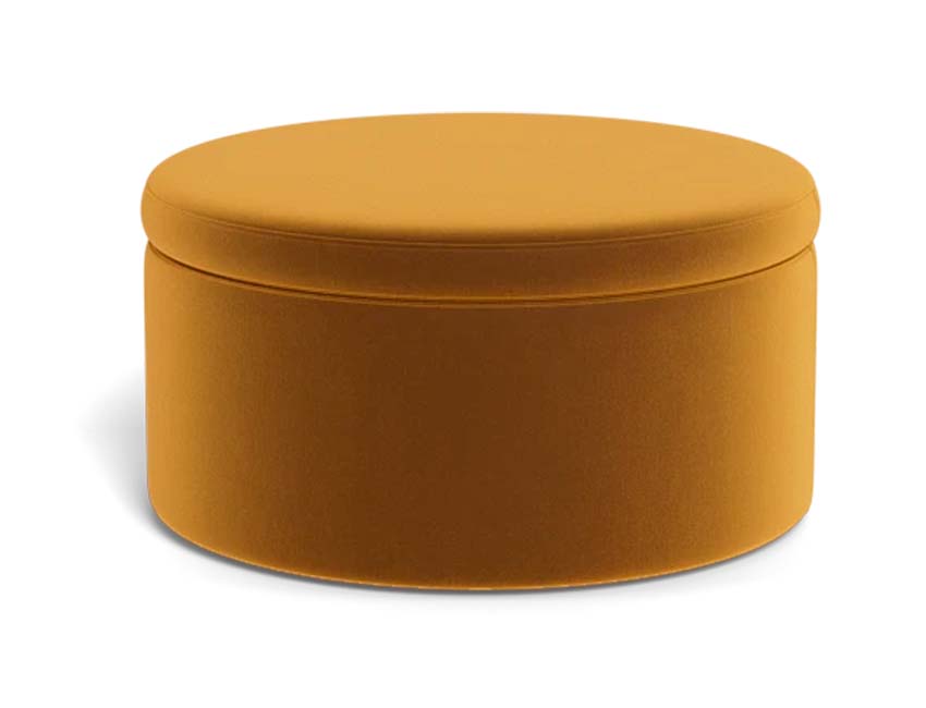 Colten Round Storage Coffee Table Ottoman in Marigold Color