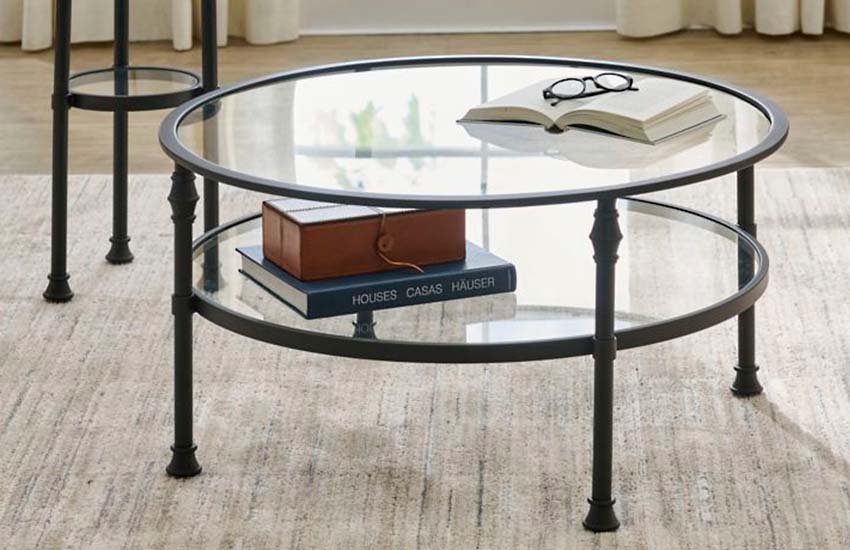 Ashton Round Coffee Table: Glass and Metal