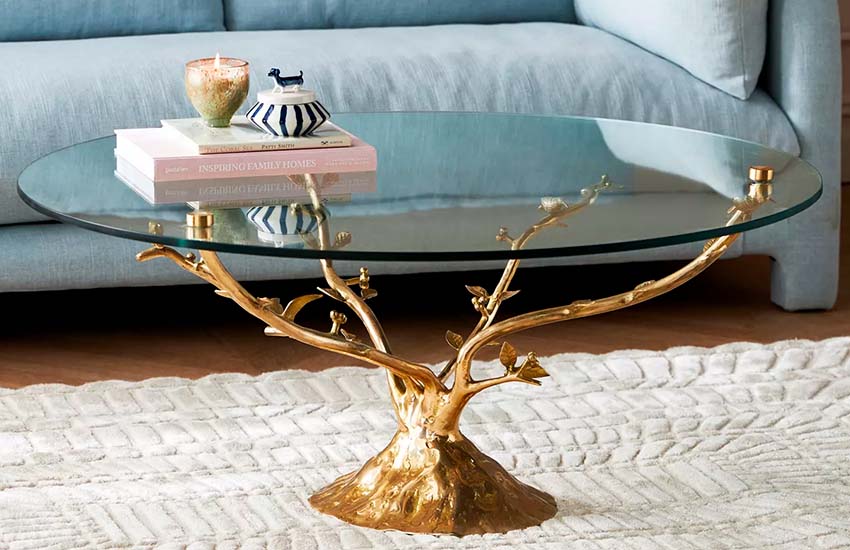 Tree Glass Top Coffee Table