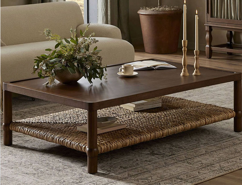 Gabriella Coffee Table with flowers and candles