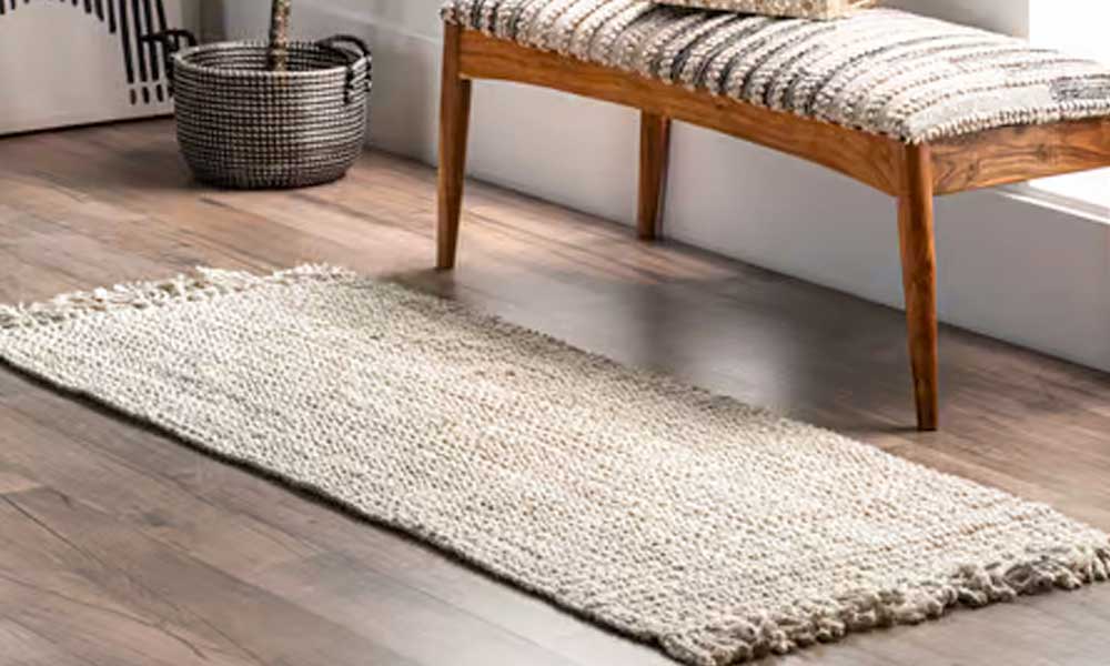 Off White Chunky Jute Area Rug