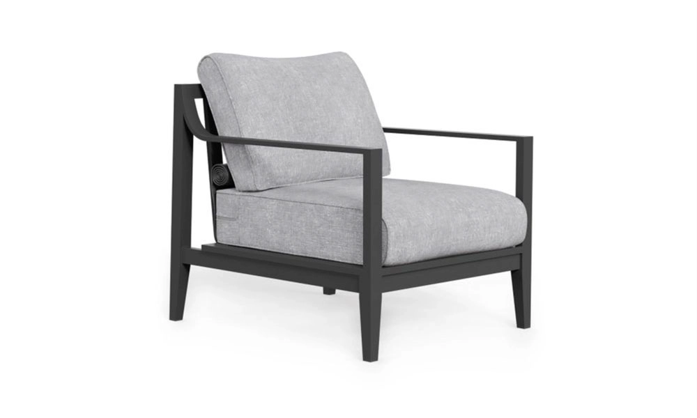 Black Aluminum Outdoor chair with grey cushions