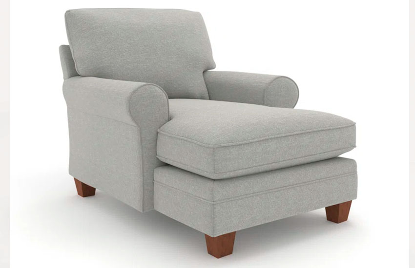 Light Gray Chaise Lounge with wooden legs
