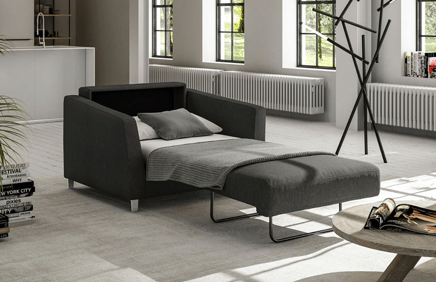 Angled Arm Upholstered Sleeper Chair