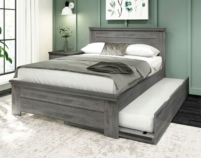Rustic Panel Bed with mattress + Trundle - Full