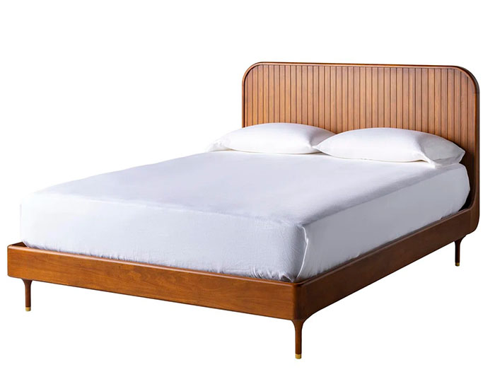 Wood Frame Bed with wooden slats for the basement